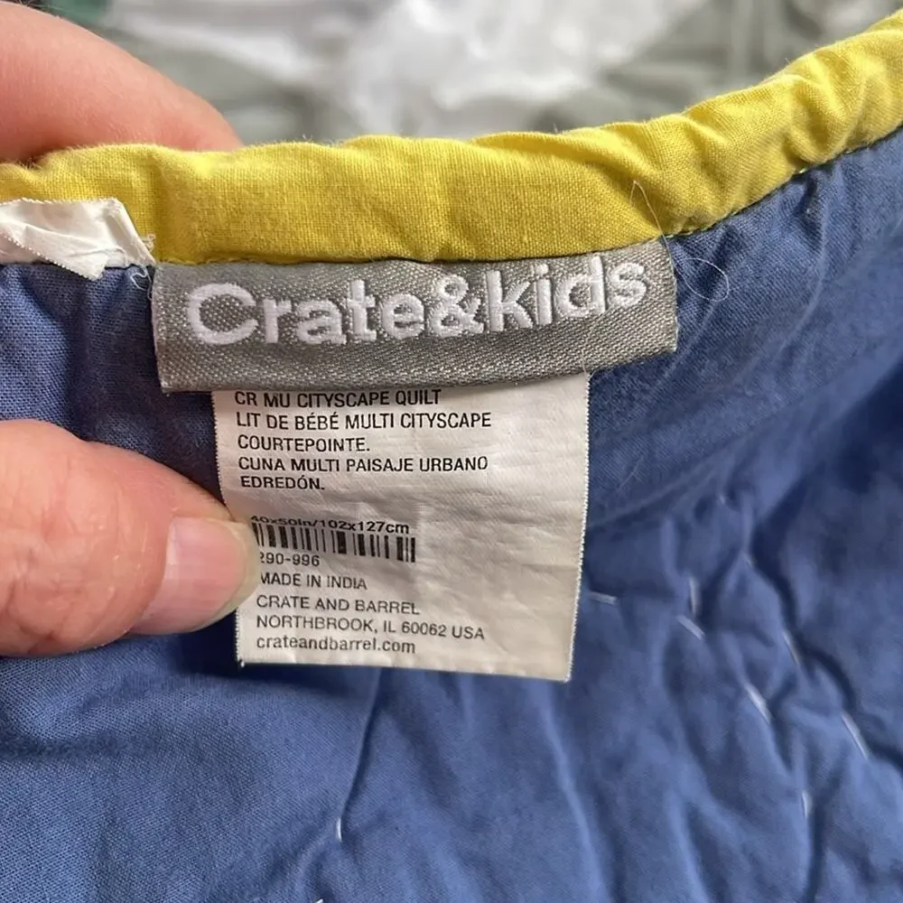 Crate & Kids Crate & Barrel city roads cars applique crib kids quilt blanket